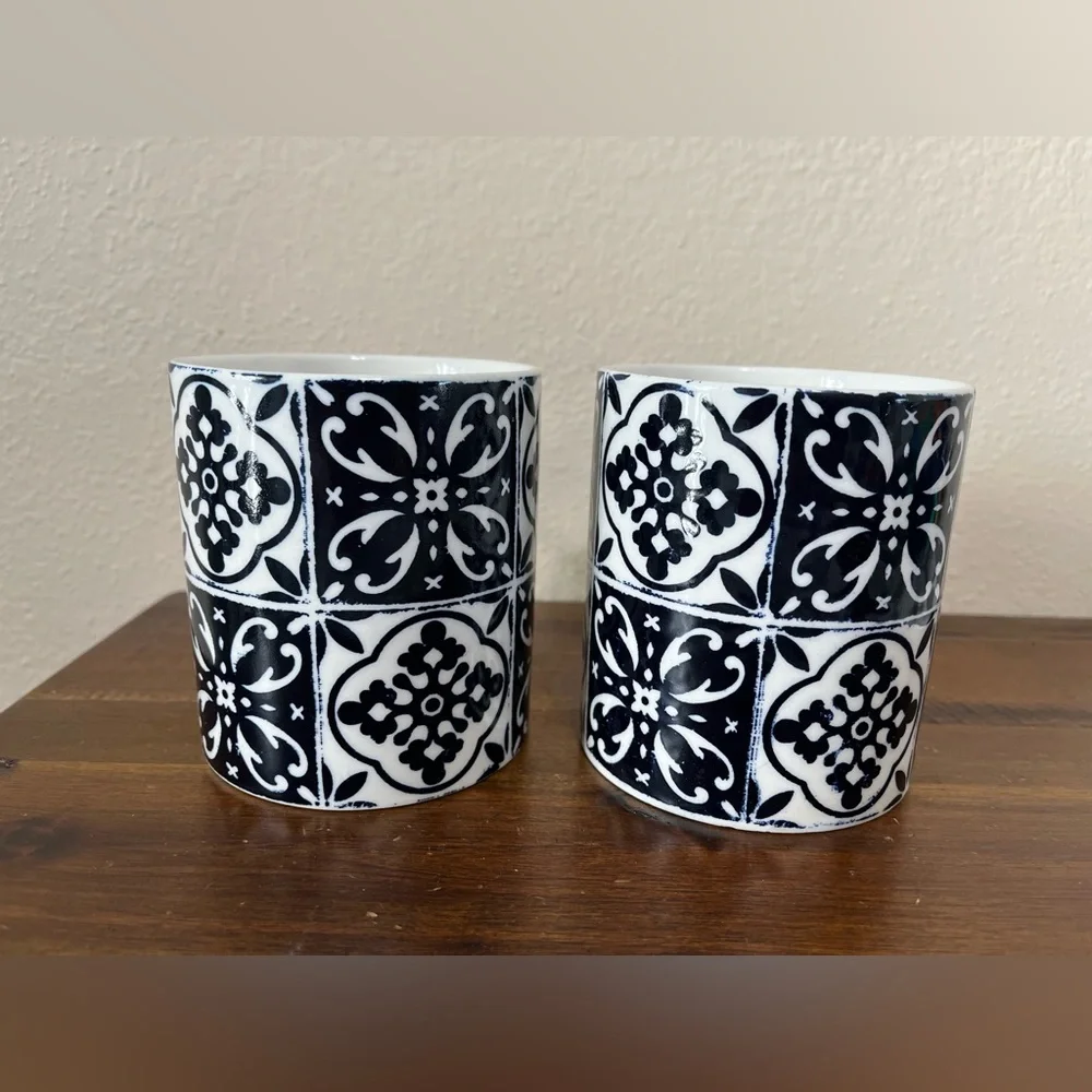 Pier 1 Tiled Medallion Set of Two Mugs